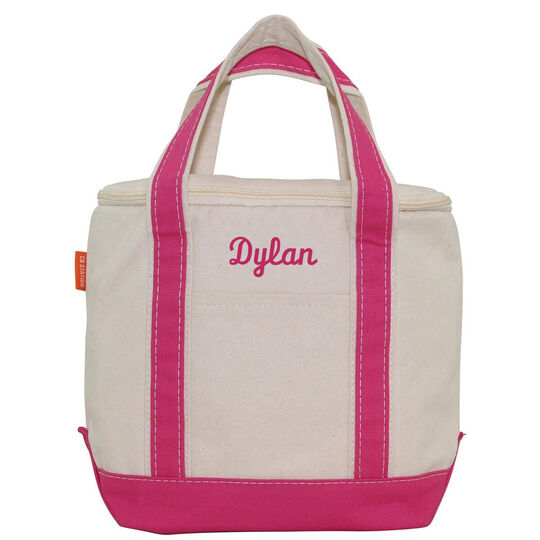 Personalized Pink Striped Insulated Lunch Tote